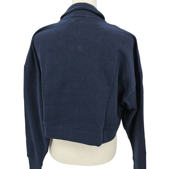 Revolve Weworewhat Womans size S Cropped Half Zip Pullover Jacket Navy Blue NEW - Picture 2 of 7
